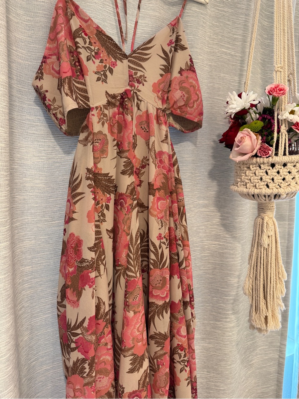 Joyfolie Pink Mari Floral Pink Cutout Maxi Dress WOW!!! - Picture 8 of 8